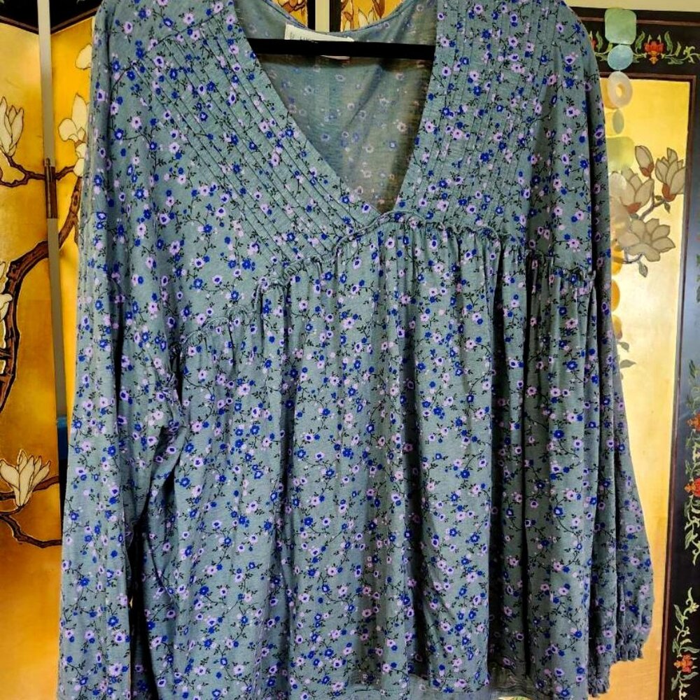 Lucky  Floral Jersey baby doll top XL